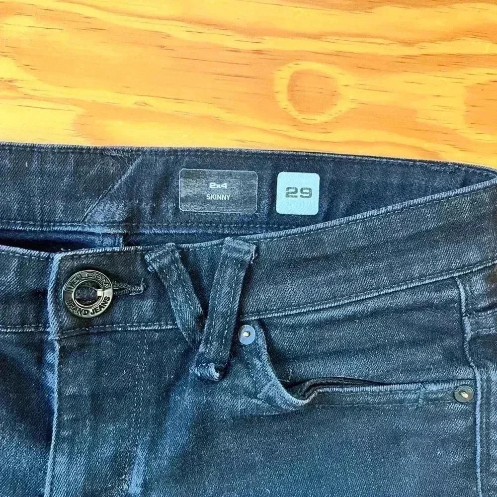 Volcom 2x4 skinny fit black denim stretch jeans size 29 - Picture 4 of 8